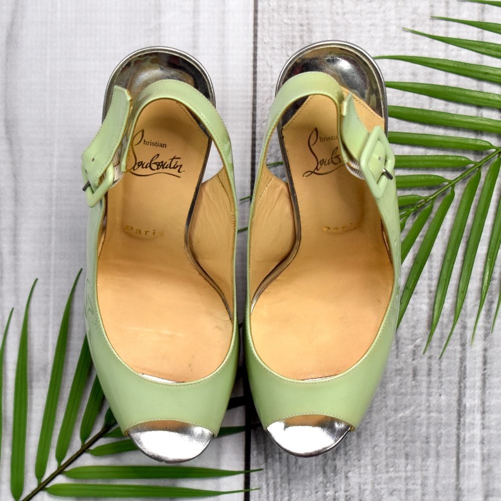 Christian Louboutin Ice Blue Slingback Platforms